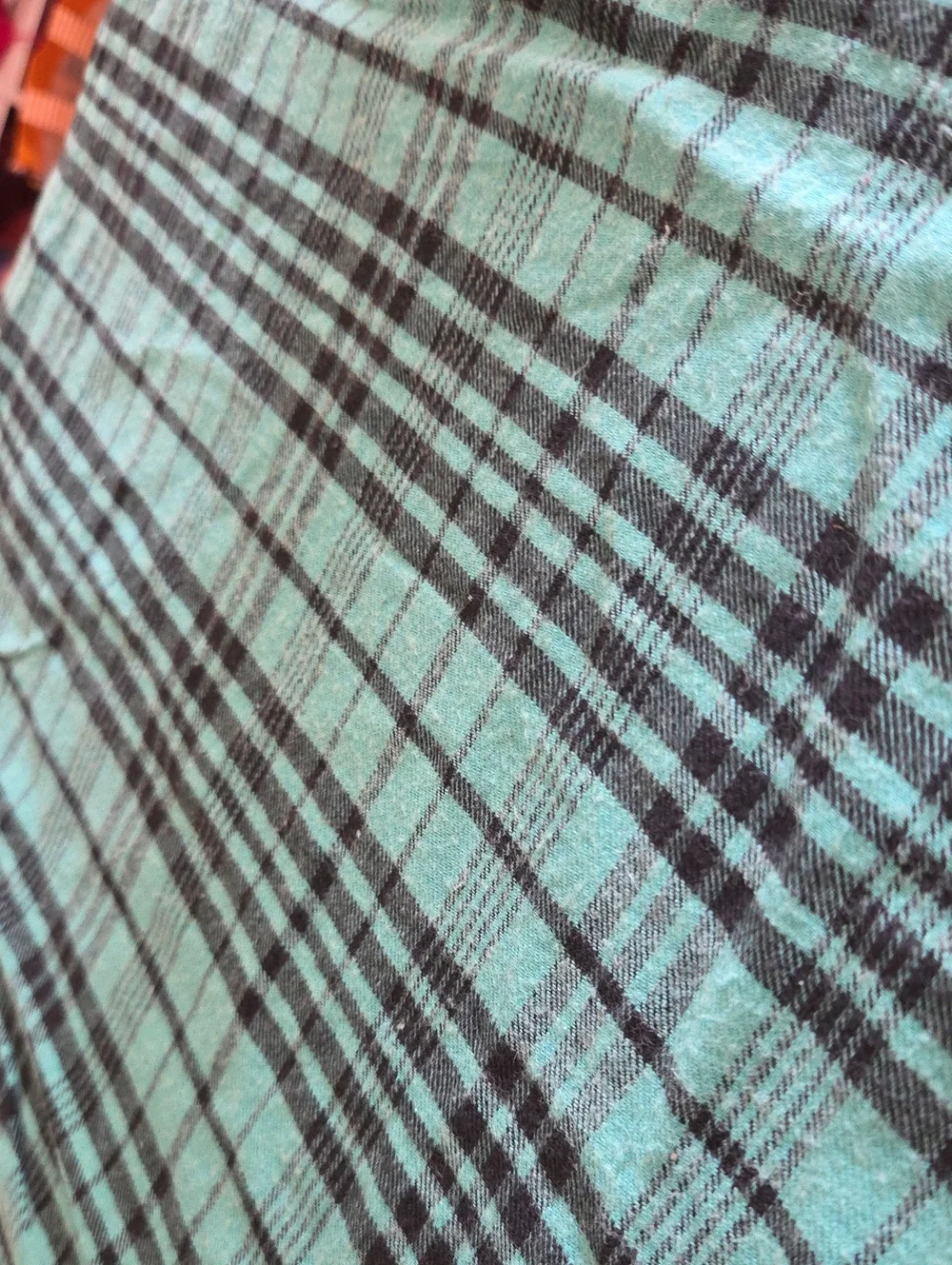 Vintage Double SIded Checker/Stripes Black/Turquoise Cotton Flannel Fabric 1.5yd
